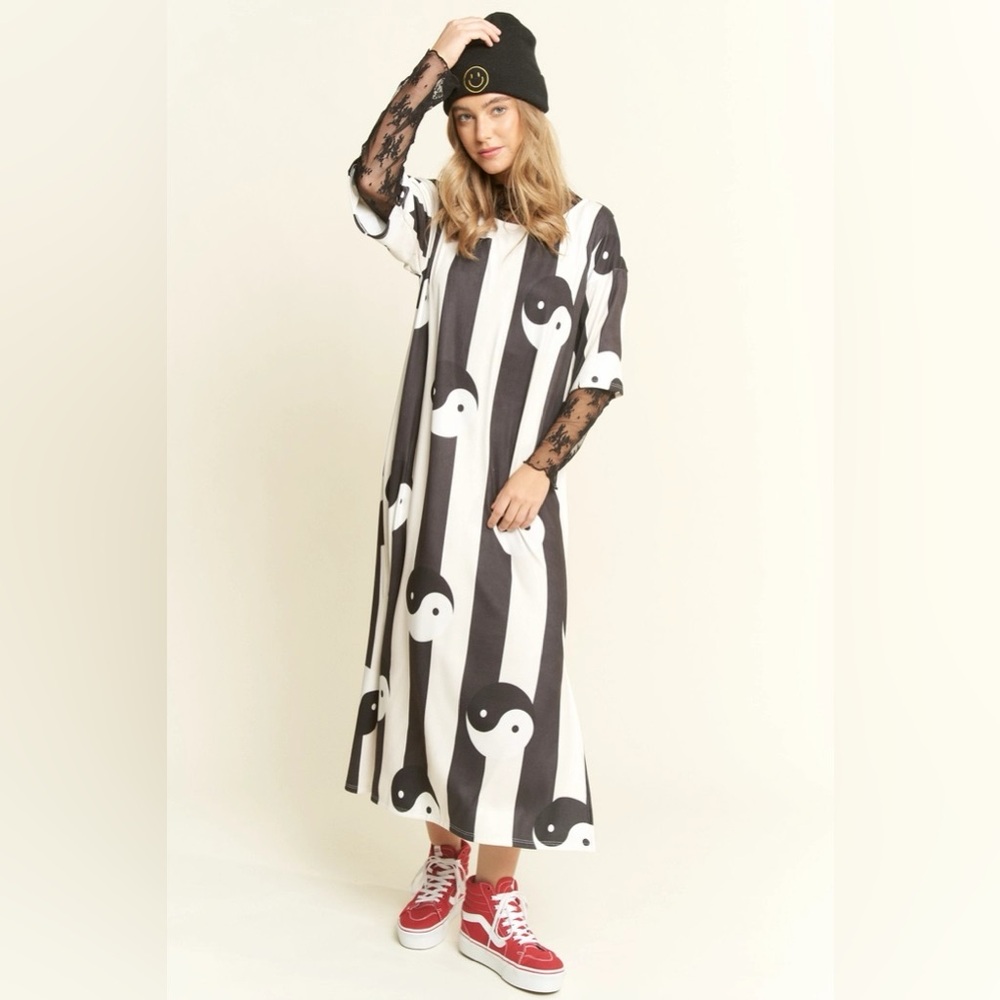 NWT JADE BY JANE YIN YANG STRIPED MIDI DRESS, VARIOUS SIZES - Picture 6 of 12